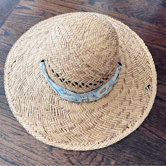 Vintage look straw sun hat with wide brim OS - Picture 6 of 9